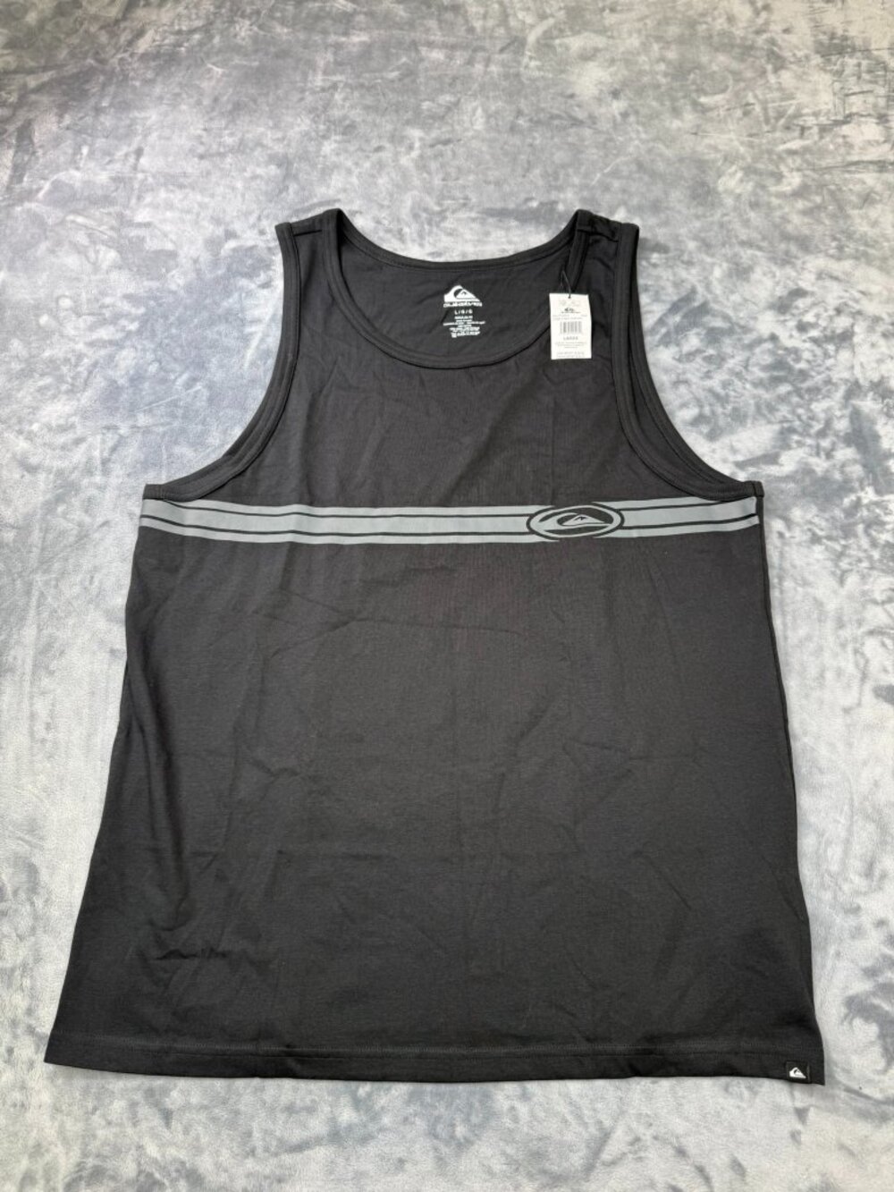 Quiksilver Men’s Comp Stripe Tank Sleeveless Tee In Black Size Large